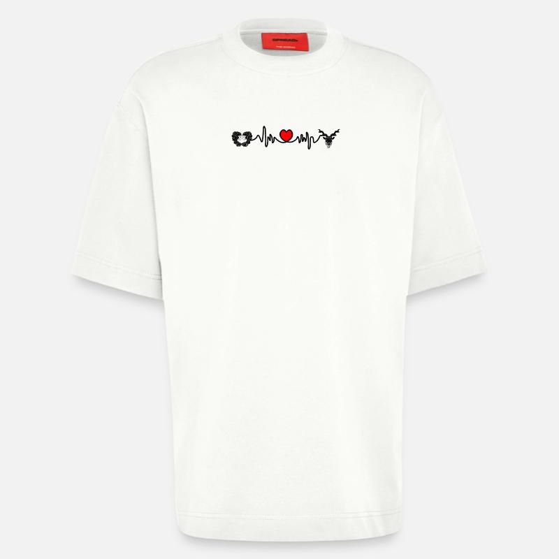 Herzfrequenz Cardio Zwillinge Steinbock - Heavyweight T-Shirt - made by SPREAD  - OFF WHITE