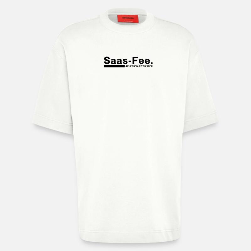 Coordonnées Saas-Fee Valais, Suisse - T-shirt bio épais oversize fabriqué en UE - OFF WHITE
