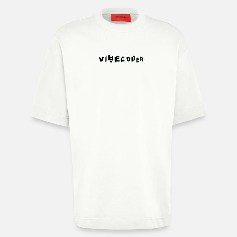VibeCoder Glitch Neon - T-shirt bio épais oversize fabriqué en UE - OFF WHITE