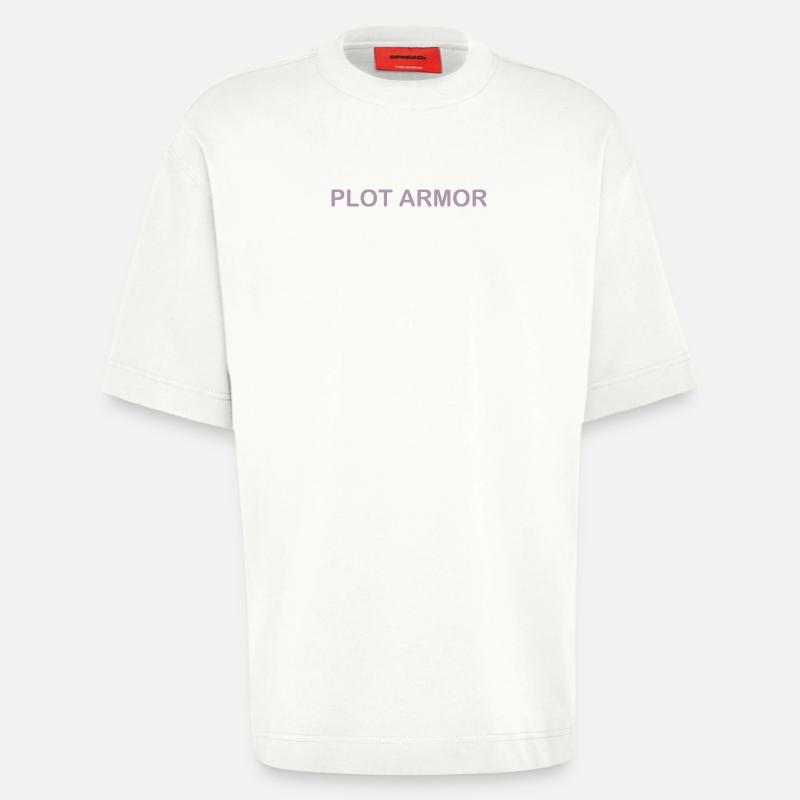 Sjove udtryk om Plot Armor i biografen - Heavyweight oversized organic T-shirt made in EU - OFF WHITE