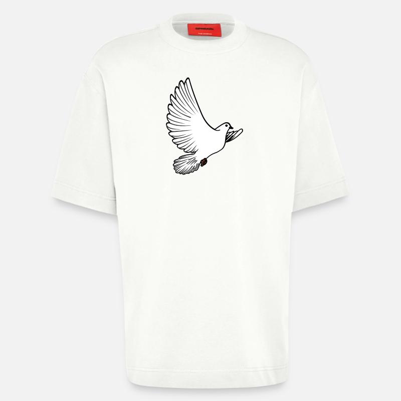 Weiße Taubenbrieftaube Ziertaube oder Friedenstaube - Heavyweight T-Shirt - made by SPREAD  - OFF WHITE