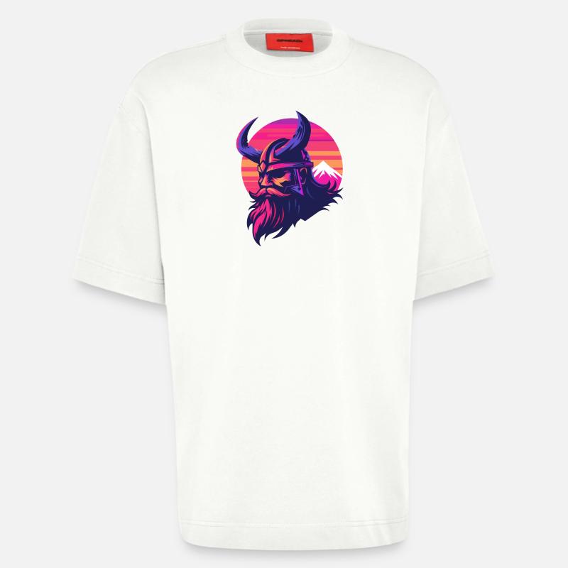 Wikinger Synthwave 3 - Heavyweight T-Shirt - made by SPREAD  - OFF WHITE