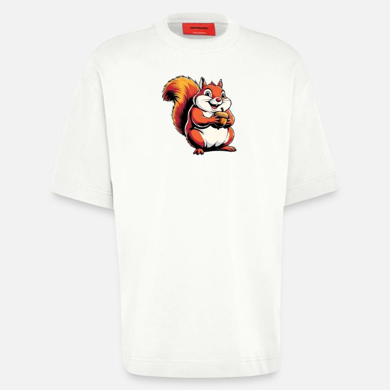 Witziger Eichhörnchen CartoonMit Eichel - Heavyweight T-Shirt - made by SPREAD  - OFF WHITE