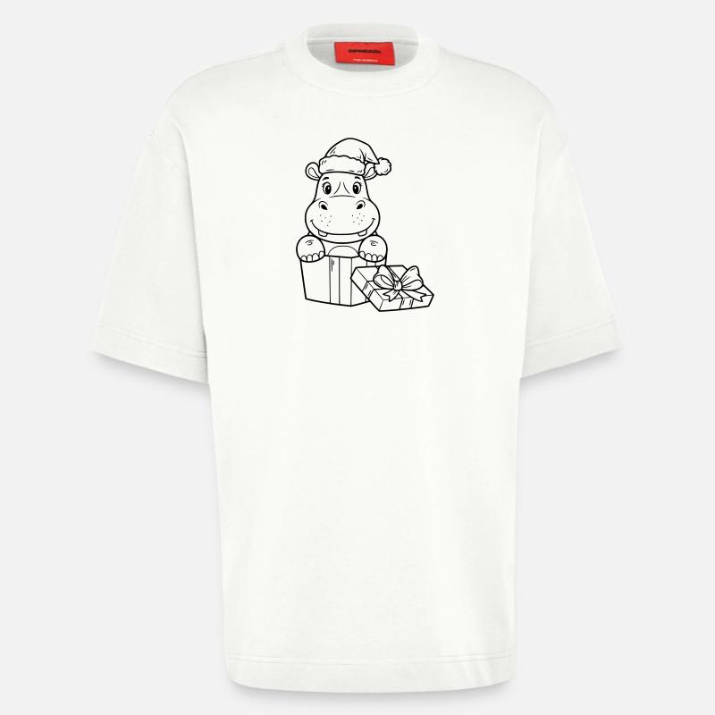 Weihnachts-Nilpferd mit Geschenken - Heavyweight T-Shirt - made by SPREAD  - OFF WHITE