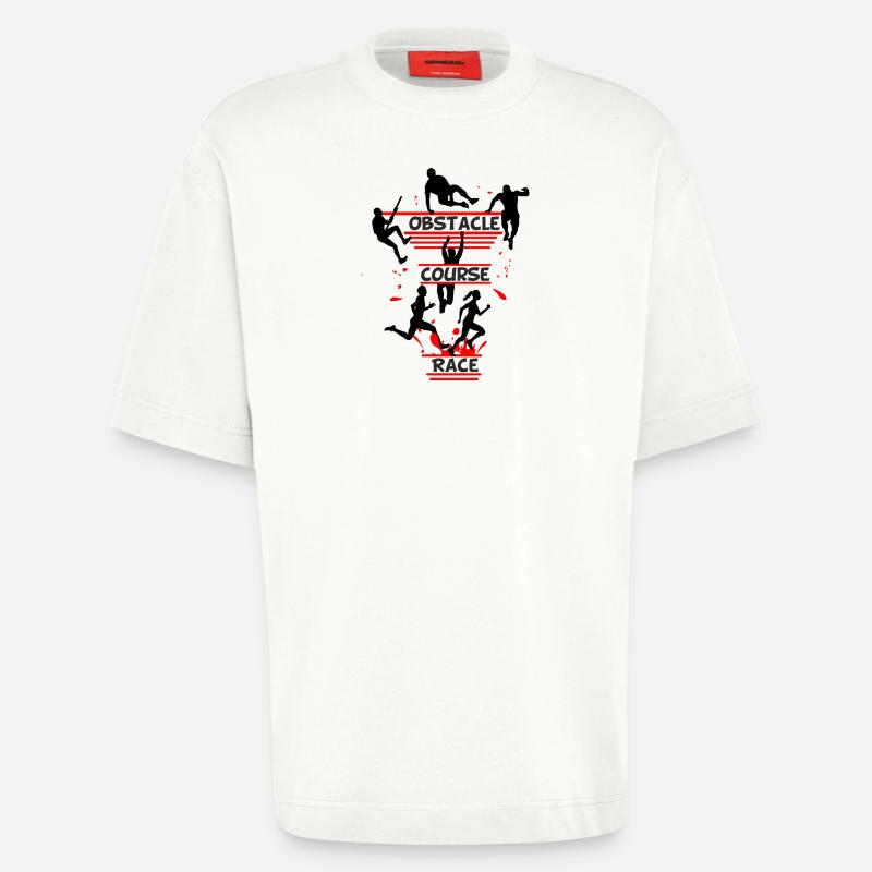 Course d’obstacles – Silhouette Full Action - T-shirt bio épais oversize fabriqué en UE - OFF WHITE