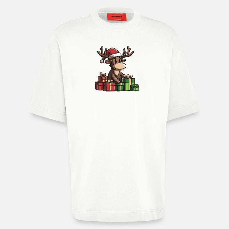 Elch Weihnachten Comic Geschenke - Heavyweight T-Shirt - made by SPREAD  - OFF WHITE