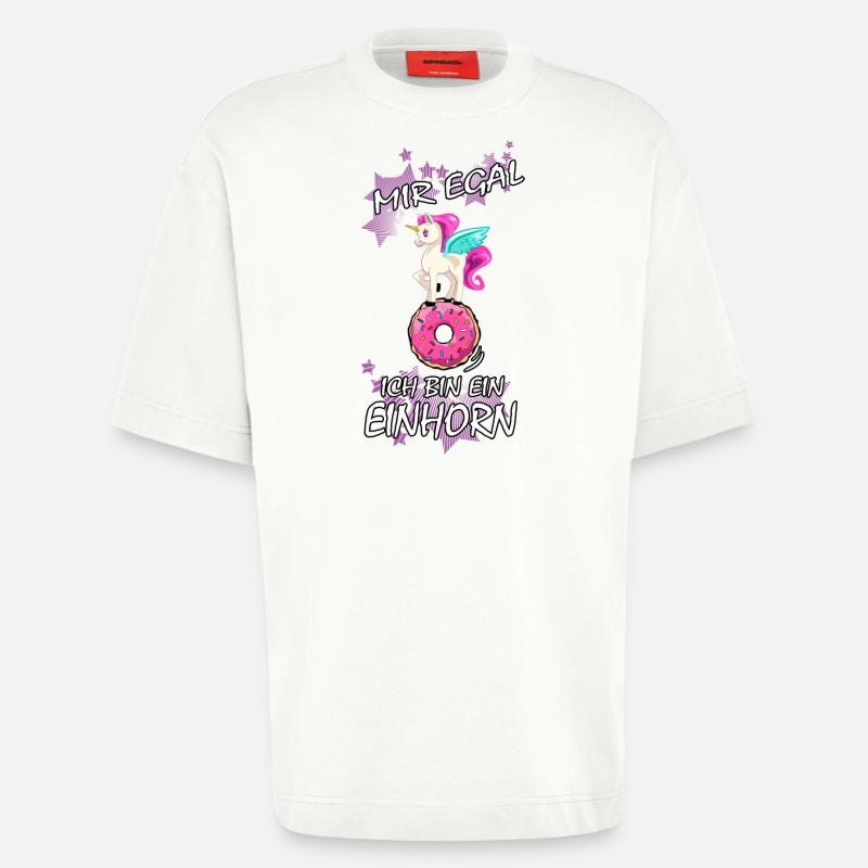 Einhorn : Mir egal ich bin ein Einhorn - Heavyweight T-Shirt - made by SPREAD  - OFF WHITE