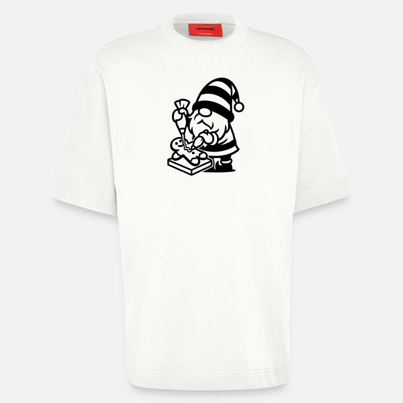 Gingerbread Baking Gnome - Heavyweight T-Shirt - made by SPREAD  - OFF WHITE
