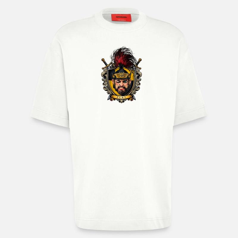 Fury Shield Warrior Crest - Heavyweight T-Shirt - made by SPREAD  - OFF WHITE