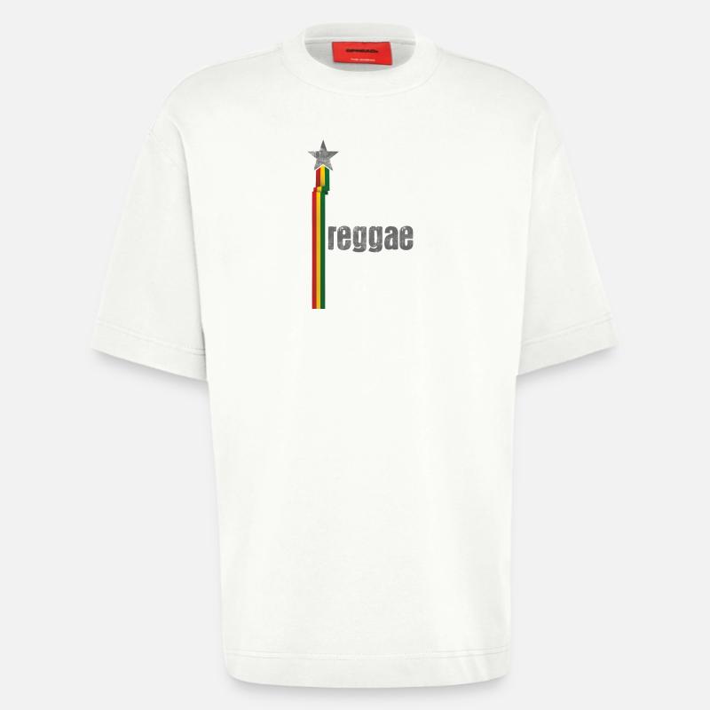 Conception de logo Reggae Star Rasta - T-shirt bio épais oversize fabriqué en UE - OFF WHITE