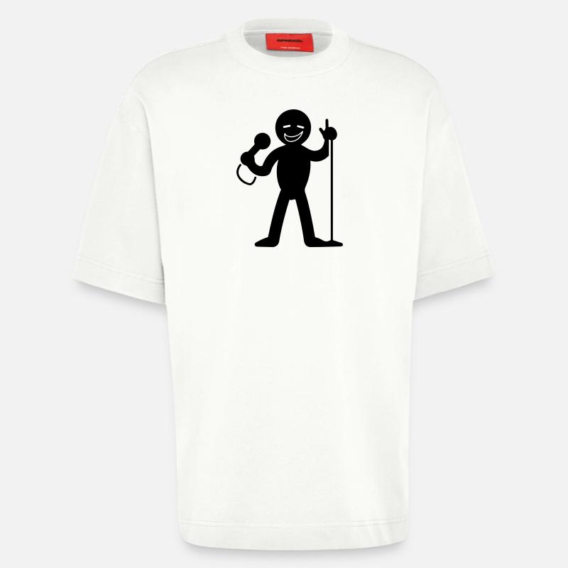 Chanteur avec micro - T-shirt bio épais oversize fabriqué en UE - OFF WHITE
