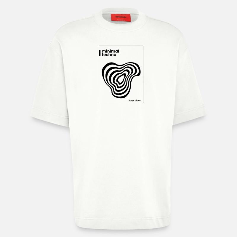 Conception minimale de l’affiche techno - T-shirt bio épais oversize fabriqué en UE - OFF WHITE