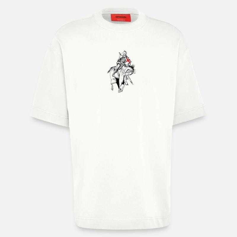 Chevalier - Croisé - Chevalier - Épée - T-shirt bio épais oversize fabriqué en UE - OFF WHITE