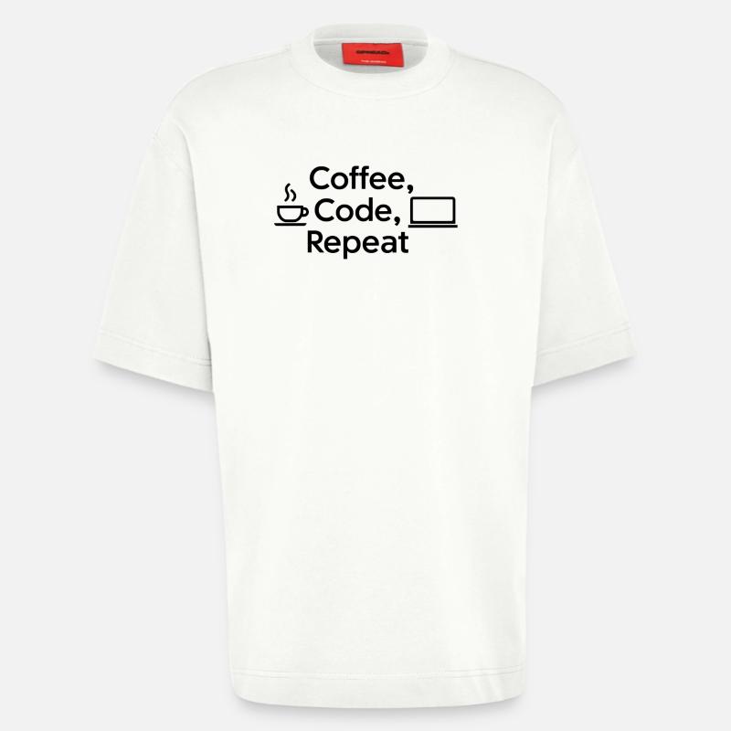 Kaffee & Code: Tägliche Routine - Heavyweight T-Shirt - made by SPREAD  - OFF WHITE