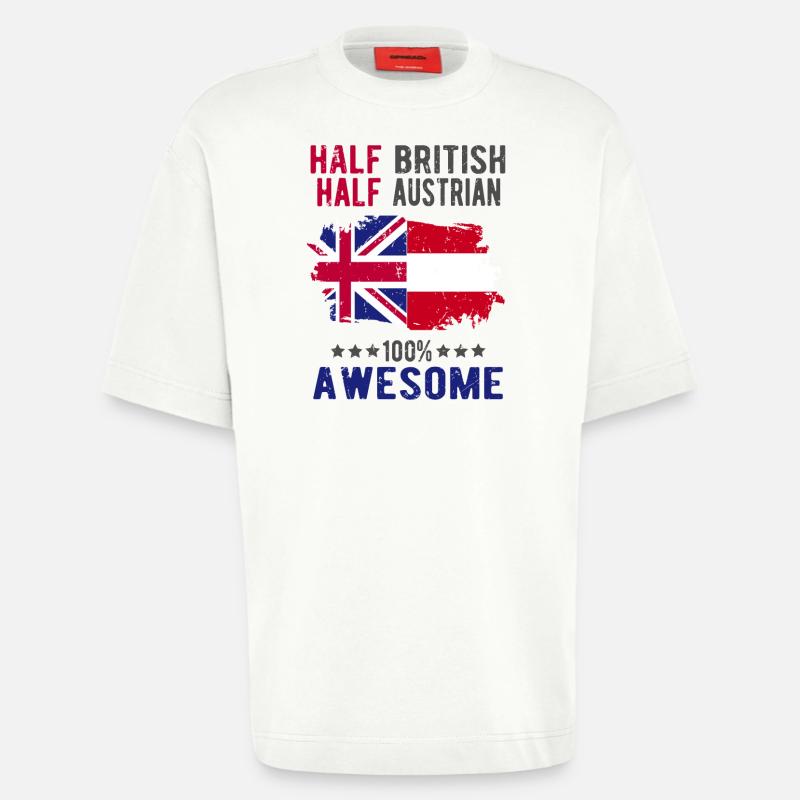 Half British Half Austrian - Heavyweight T-Shirt - made by SPREAD  - OFF WHITE