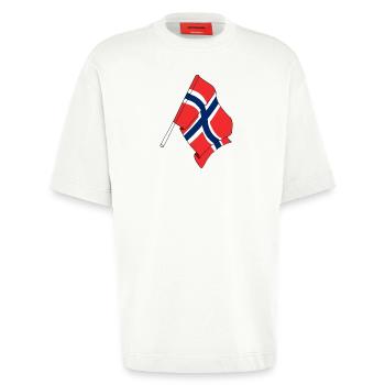 Drapeau Norvège - T-shirt bio épais oversize fabriqué en UE - OFF WHITE - Devant - Fiona (171cm)
