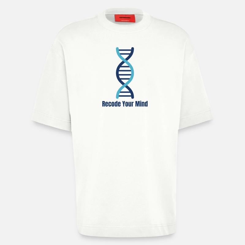Recodez votre mentalité d’ADN mental - T-shirt bio épais oversize fabriqué en UE - OFF WHITE