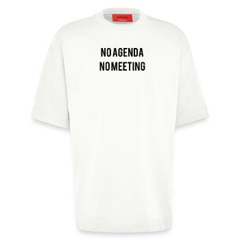 No Agenda No Meeting - Heavyweight T-Shirt - made by SPREAD  - OFF WHITE - Front - Fiona (171cm)