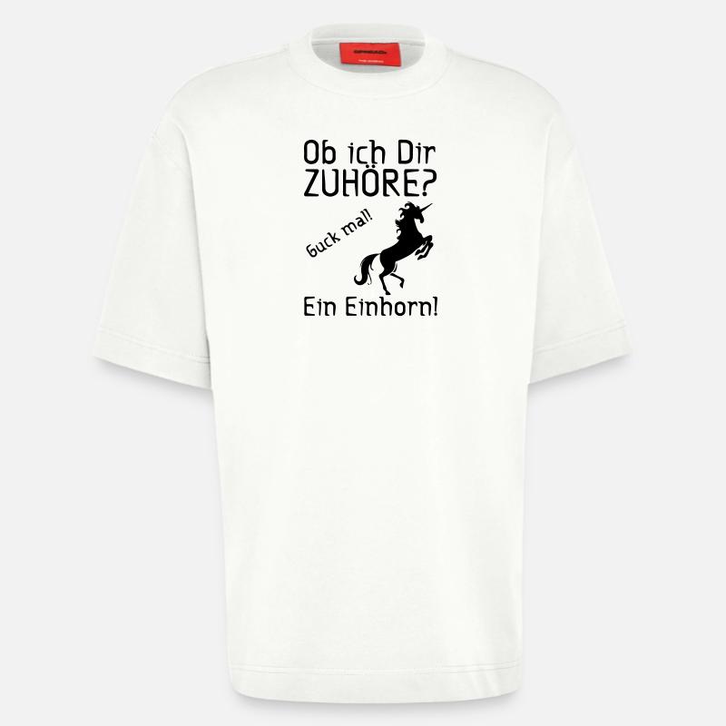 Guck mal! Ein Einhorn! Geschenk - Heavyweight T-Shirt - made by SPREAD  - OFF WHITE