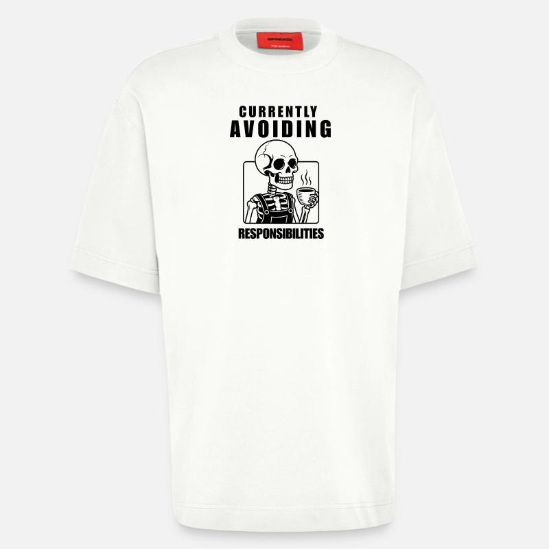 Currently Avoiding Responsibilities Skeleton - Heavyweight T-Shirt - made by SPREAD  - OFF WHITE