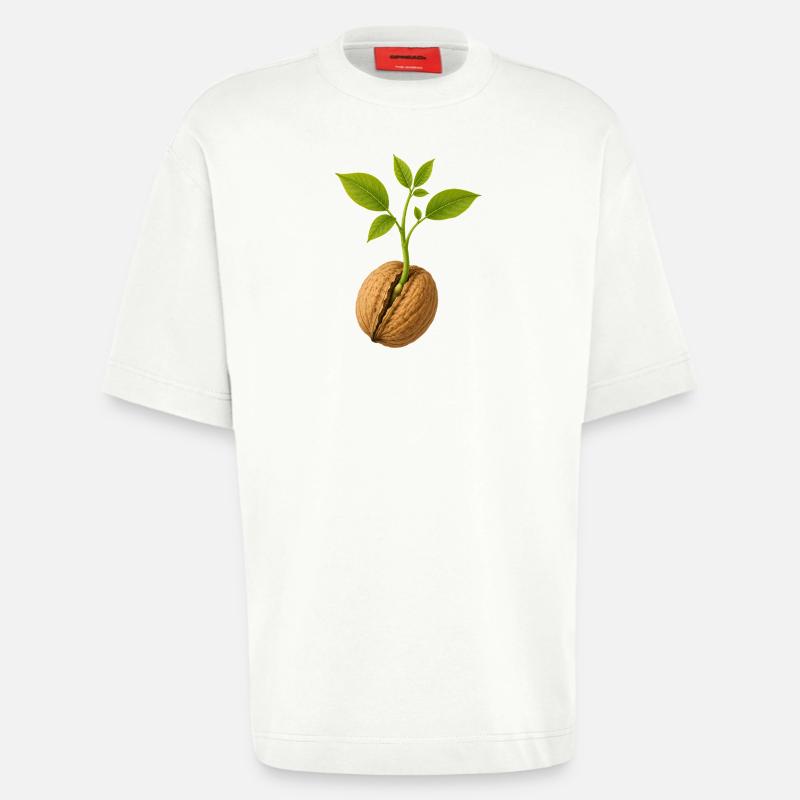 Small Grows Large Walnut Design - Heavyweight T-Shirt - made by SPREAD  - OFF WHITE