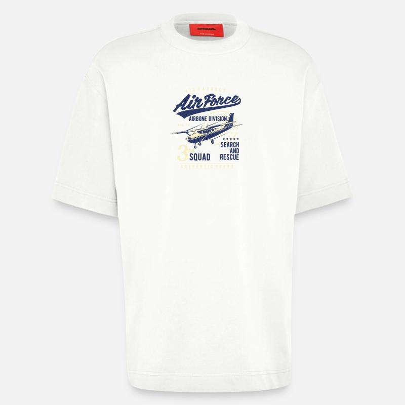Air Force Luftwaffe Flugzeug Squad Mannschaft - Heavyweight T-Shirt - made by SPREAD  - OFF WHITE