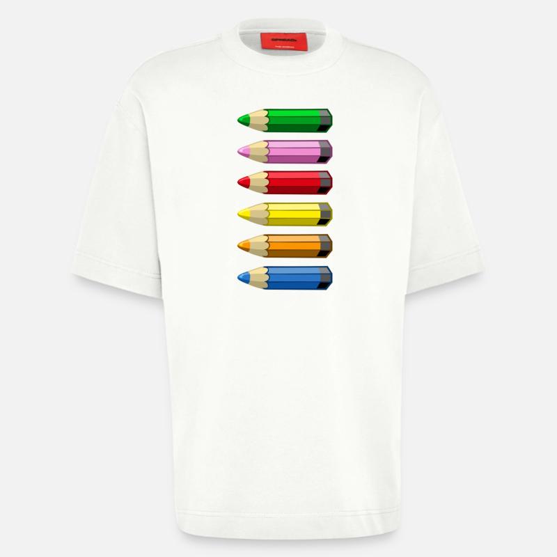 Crayons de couleurs - T-shirt bio épais oversize fabriqué en UE - OFF WHITE