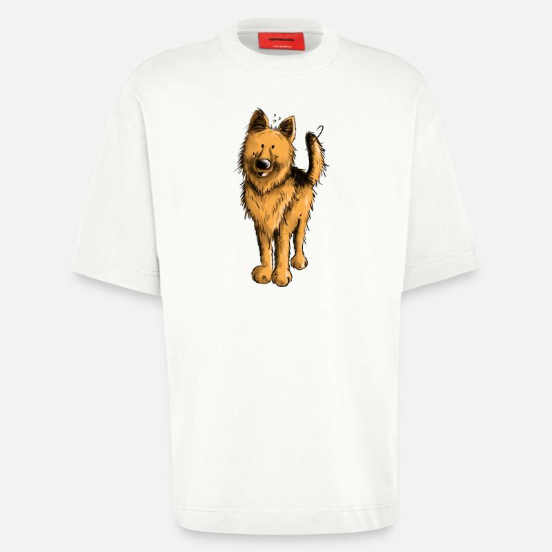 Lustiger Deutscher Schäferhund DSH Hund Comic - Heavyweight T-Shirt - made by SPREAD  - OFF WHITE