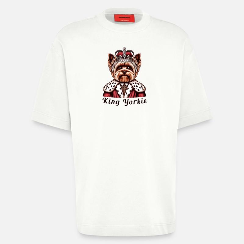 Roi du Yorkshire Terrier - T-shirt bio épais oversize fabriqué en UE - OFF WHITE