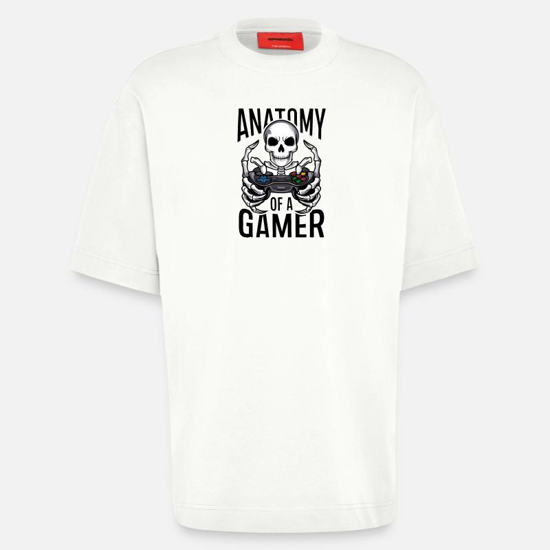 Gamer Skeleton mit Gamecontroller - Heavyweight T-Shirt - made by SPREAD  - OFF WHITE