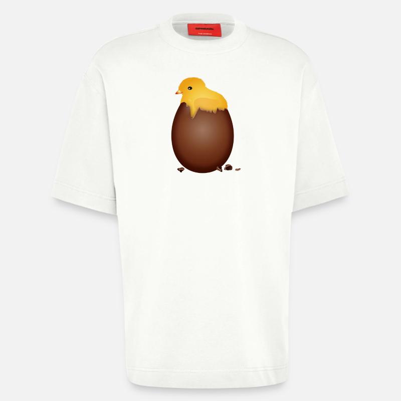 Chocolate Easter Egg with Cute Chick - Heavyweight T-Shirt - made by SPREAD  - OFF WHITE