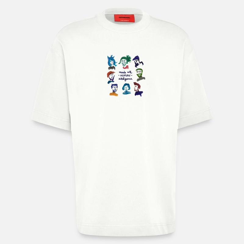 Bunte Köpfe – Menschliche Intelligenz - Heavyweight T-Shirt - made by SPREAD  - OFF WHITE