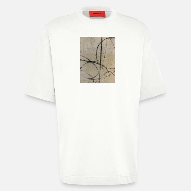 Art abstrait sur pull - T-shirt bio épais oversize fabriqué en UE - OFF WHITE