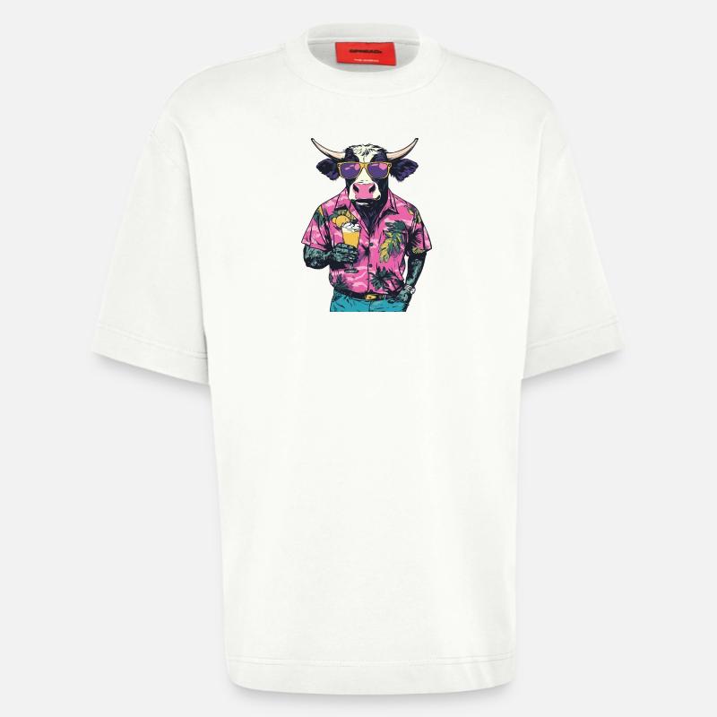 Kuh Comic Sommer - Heavyweight T-Shirt - made by SPREAD  - OFF WHITE