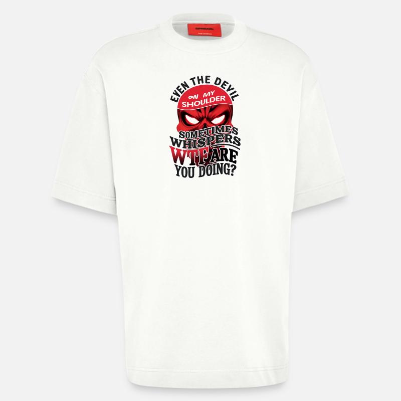 Devil’s Whisper : Édition Conflit Intérieur - T-shirt bio épais oversize fabriqué en UE - OFF WHITE