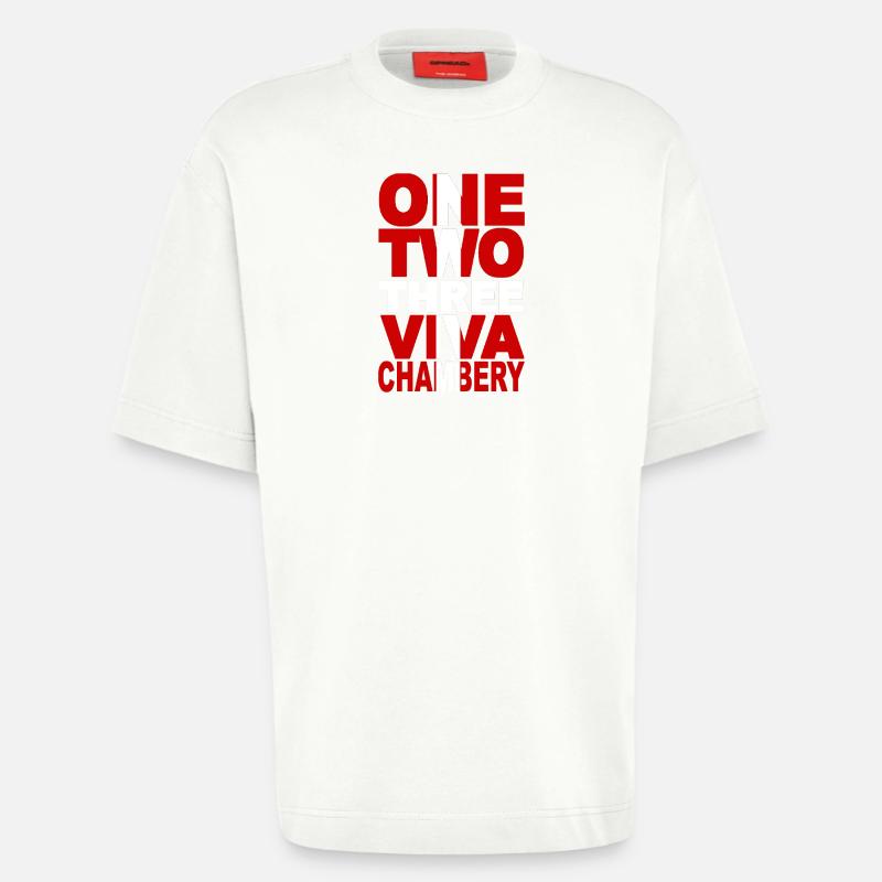 ONE TWO THREE VIVA CHAMBERY ! - T-shirt bio épais oversize fabriqué en UE - OFF WHITE