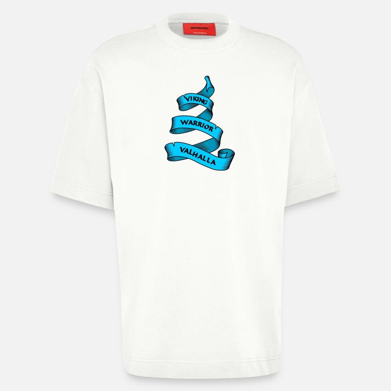 Wikinger Wimpel oder Banner blau - Heavyweight T-Shirt - made by SPREAD  - OFF WHITE