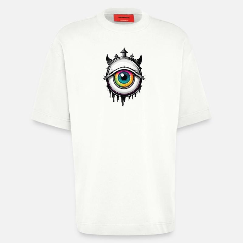 Ojo con cuernos - Camiseta orgánica oversize de gran gramaje fabricada en la UE - OFF WHITE
