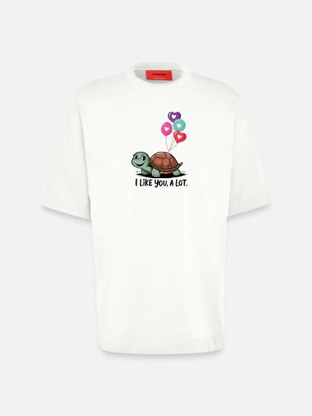 Turtle with Heart Balloons - Heavyweight T-Shirt - made by SPREAD - OFF WHITE