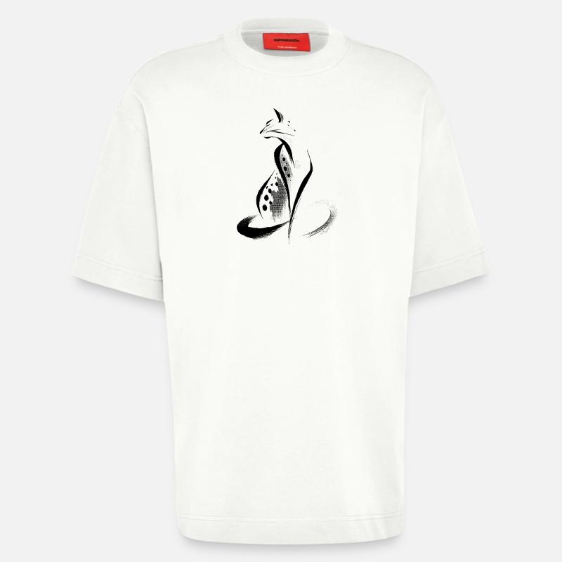 Guépard abstrait - T-shirt bio épais oversize fabriqué en UE - OFF WHITE