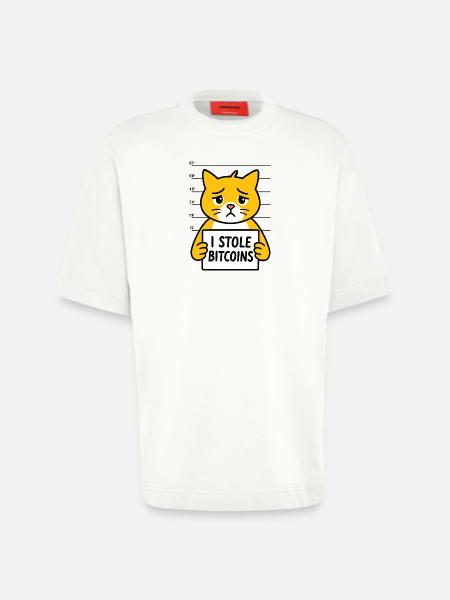 Funny Bitcoin Cat Digital Money - Heavyweight T-Shirt - made by SPREAD - OFF WHITE