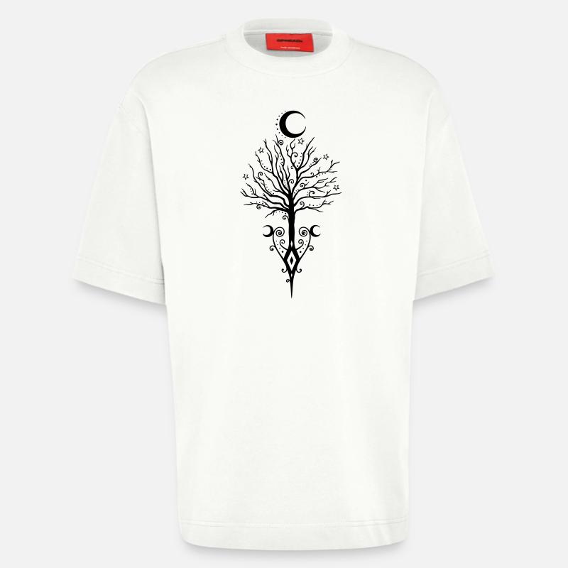 Tree Moon Night Stars Moon Tree - Heavyweight T-Shirt - made by SPREAD - OFF WHITE