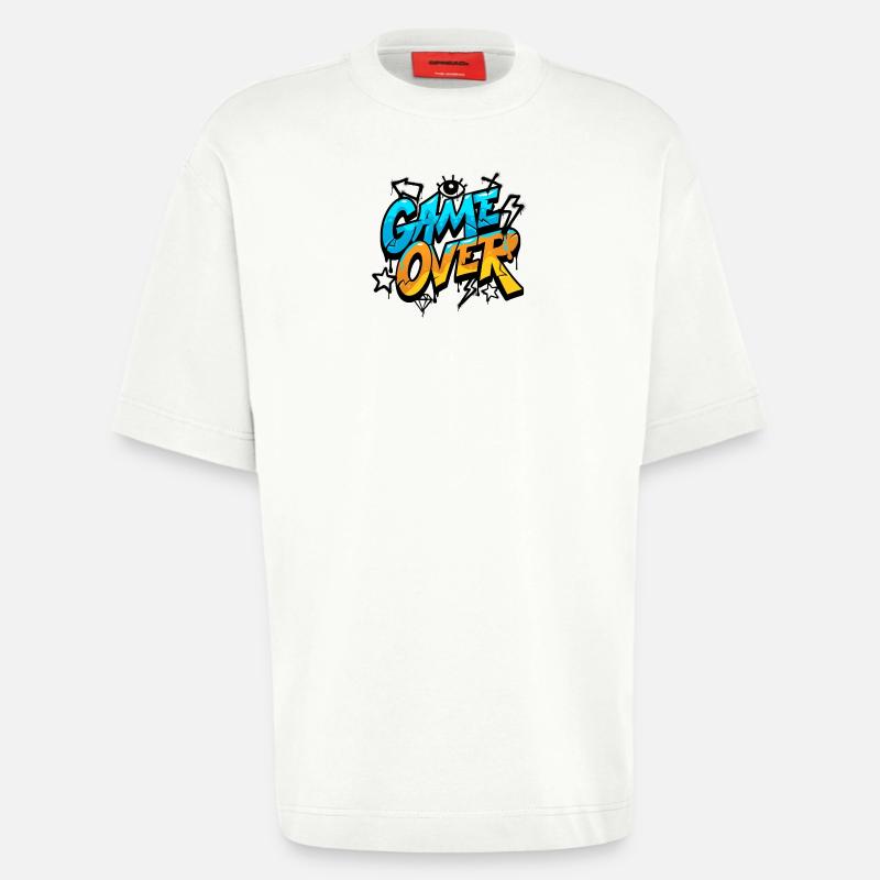 Game Over Conception de style graffiti - T-shirt bio épais oversize fabriqué en UE - OFF WHITE