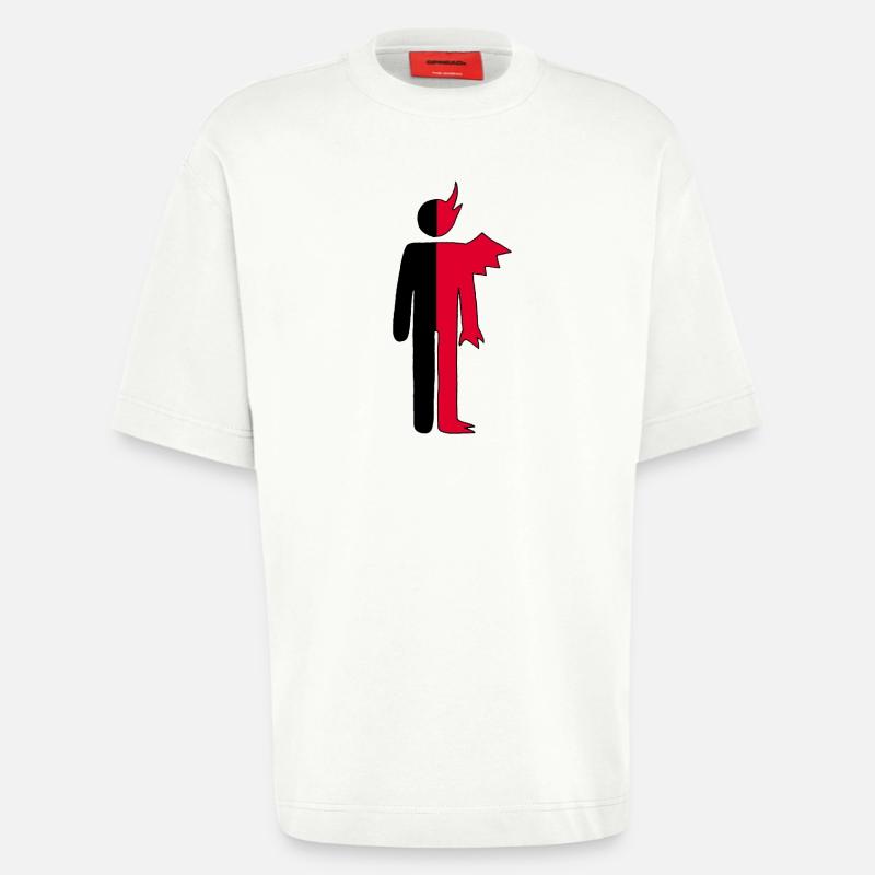 Mann oder Dämon Piktogramm - Heavyweight T-Shirt - made by SPREAD  - OFF WHITE