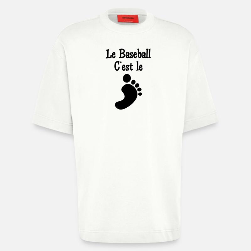 Le Baseball c’est le Pied - T-shirt bio épais oversize fabriqué en UE - OFF WHITE