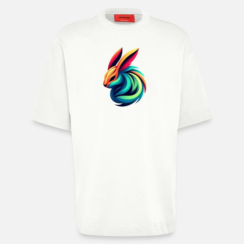 Lapin Couleur Éclatante - T-shirt bio épais oversize fabriqué en UE - OFF WHITE