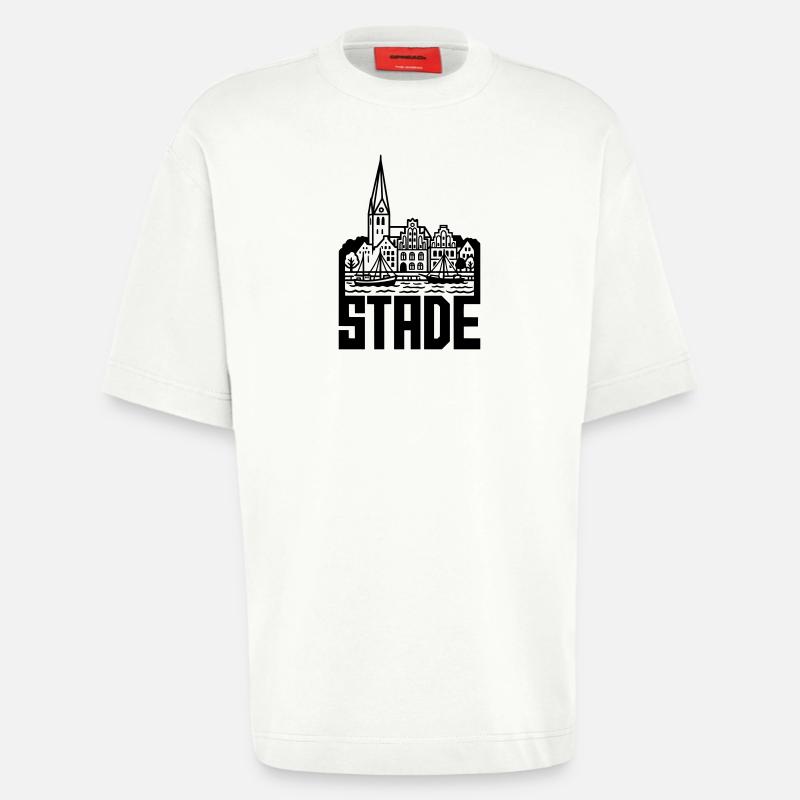 Monument Stade Silhouette - T-shirt bio épais oversize fabriqué en UE - OFF WHITE