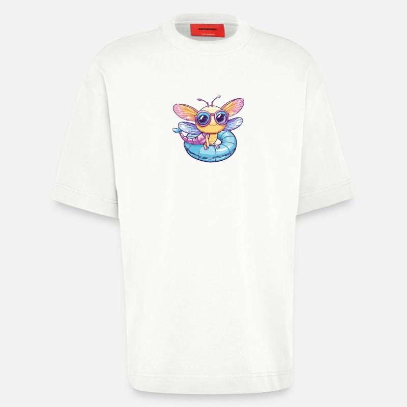 Libellule Bande Dessinée Cool - T-shirt bio épais oversize fabriqué en UE - OFF WHITE