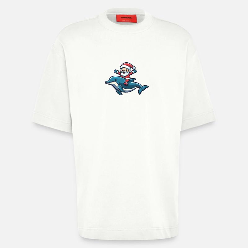Delfin Weihnachtsmann - Heavyweight T-Shirt - made by SPREAD  - OFF WHITE