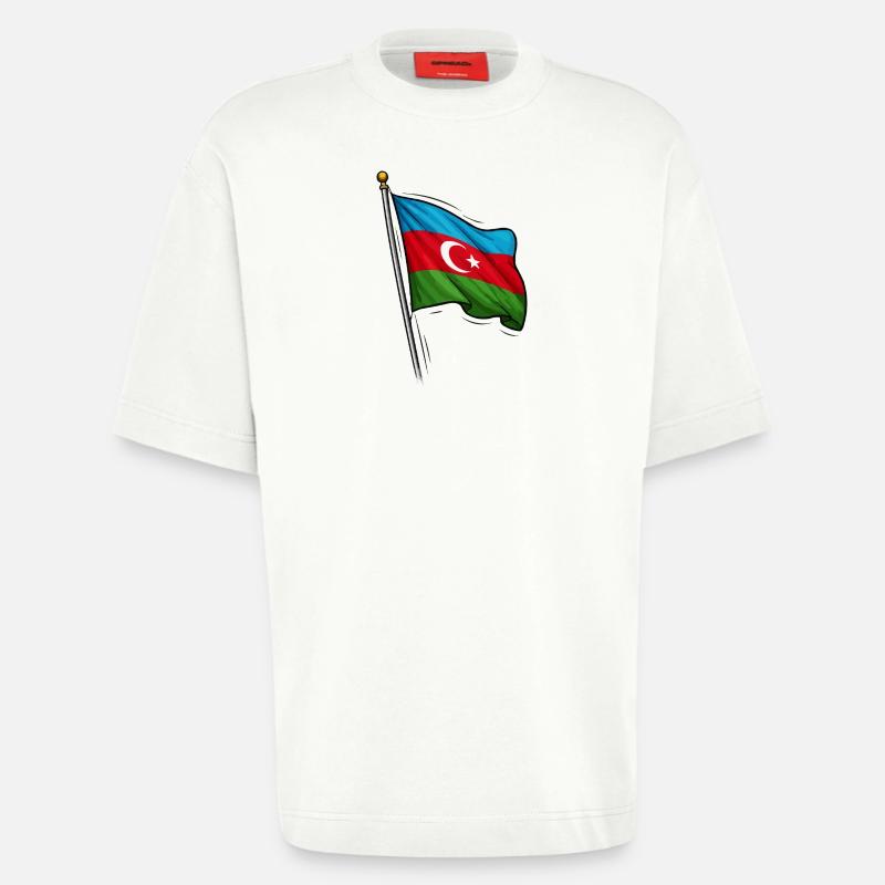 Conception du drapeau de l’Azerbaïdjan - T-shirt bio épais oversize fabriqué en UE - OFF WHITE